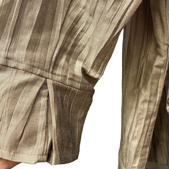 KATE HILL Jacket Plus Size 20W Linen Blend Tan Crinkle Belted Artsy Top - Picture 9 of 10